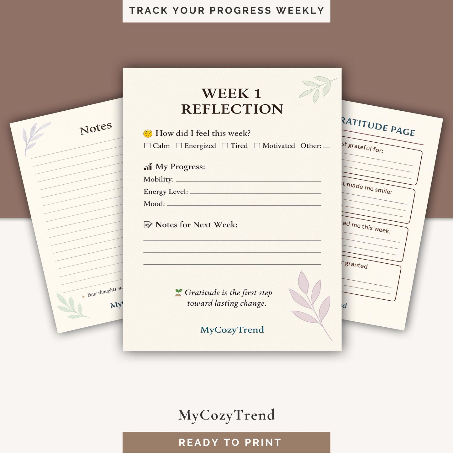 30-Day Gratitude Journal – Printable Mindfulness & Self-Care PDF | daily gratitude reflections and positivity tracker