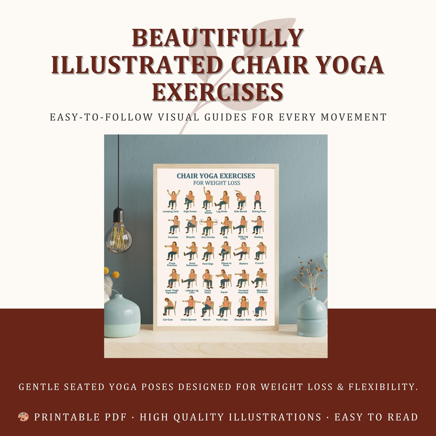 Ultimate Chair Yoga for Seniors – 28-Day Printable Exercise Program | gentle seated mobility routine for seniors PDF download