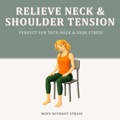 Chair yoga neck and shoulder exercises for desk workers to relieve tech neck and desk-related tension