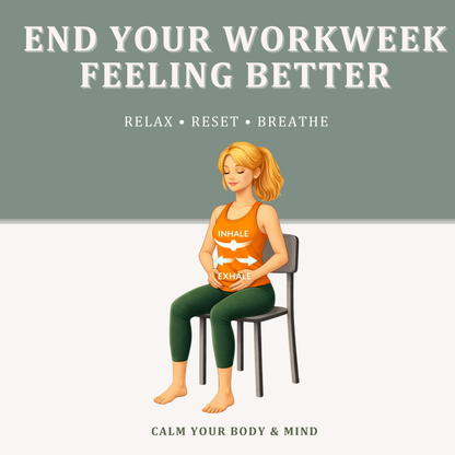Chair yoga stress relief and breathing exercises for desk workers to relax the body and reset after long workdays