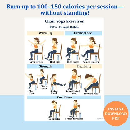 Chair Yoga for Weight Loss – 28-Day Seated Exercise Plan | senior-friendly gentle weight loss routine with printable trackers PDF