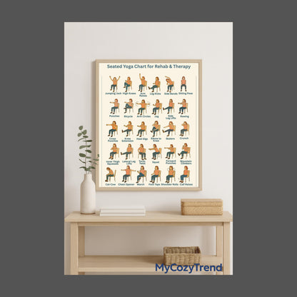 Ultimate Chair Yoga Poster Bundle – 30 Seated Poses + Trackers | senior mobility printable chart and wellness tracker PDF package