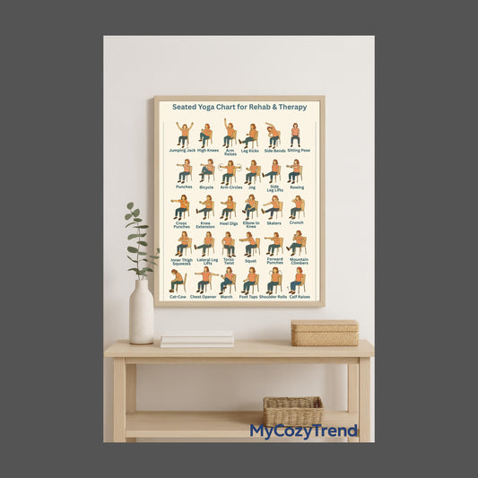 Ultimate Chair Yoga Poster Bundle – 30 Seated Poses + Trackers | senior mobility printable chart and wellness tracker PDF package