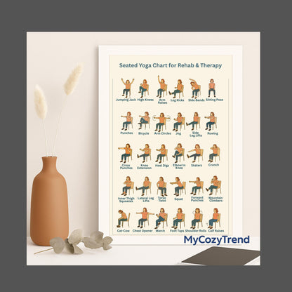 Ultimate Chair Yoga Poster Bundle – 30 Seated Poses + Trackers | senior mobility printable chart and wellness tracker PDF package