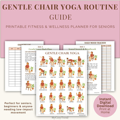 Chair Yoga Plan – Gentle 4 Week Printable Fitness Program | senior-friendly seated yoga routine printable PDF