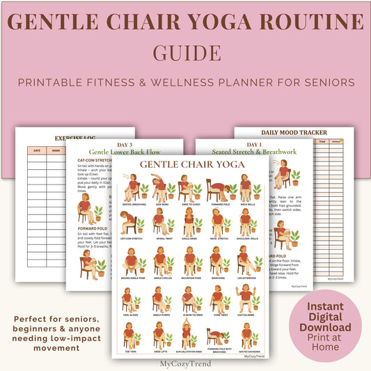 Chair Yoga Plan – Gentle 4 Week Printable Fitness Program | senior-friendly seated yoga routine printable PDF
