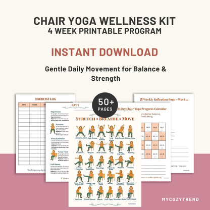 Chair Yoga for Seniors – 4 Week Fitness & Gratitude Journal Program | printable seated exercise plan with gratitude journal PDF