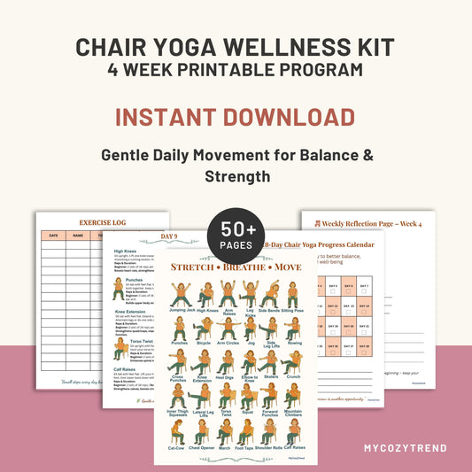 Chair Yoga for Seniors – 4 Week Fitness & Gratitude Journal Program | printable seated exercise plan with gratitude journal PDF