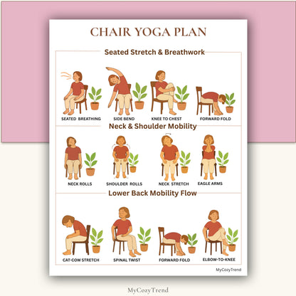 Chair Yoga Plan – Gentle 4 Week Printable Fitness Program | senior-friendly seated yoga routine printable PDF