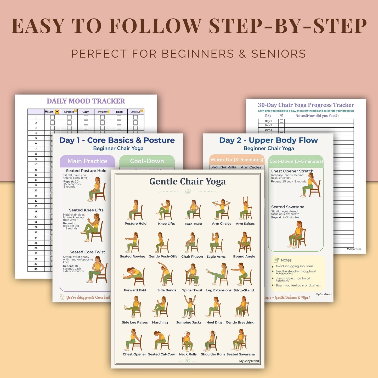 Beginner Chair Yoga Program – Gentle 7-Day Routine | printable seated yoga for seniors and beginners PDF