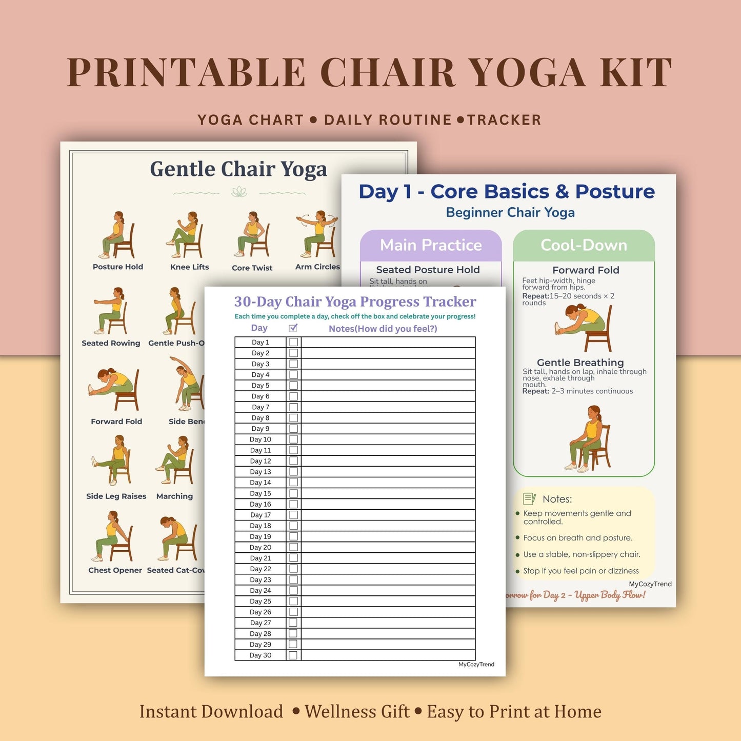 Beginner Chair Yoga Program – Gentle 7-Day Routine | printable seated yoga for seniors and beginners PDF