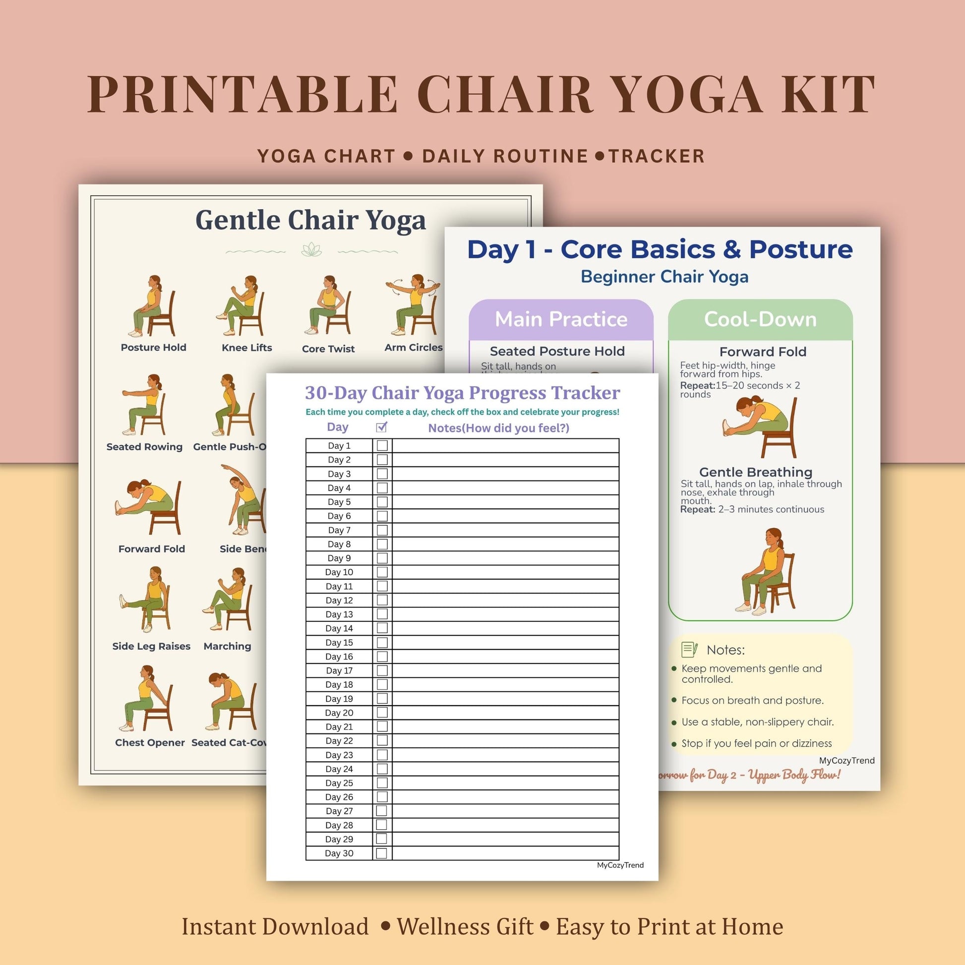 Beginner Chair Yoga Program – Gentle 7-Day Routine | printable seated yoga for seniors and beginners PDF
