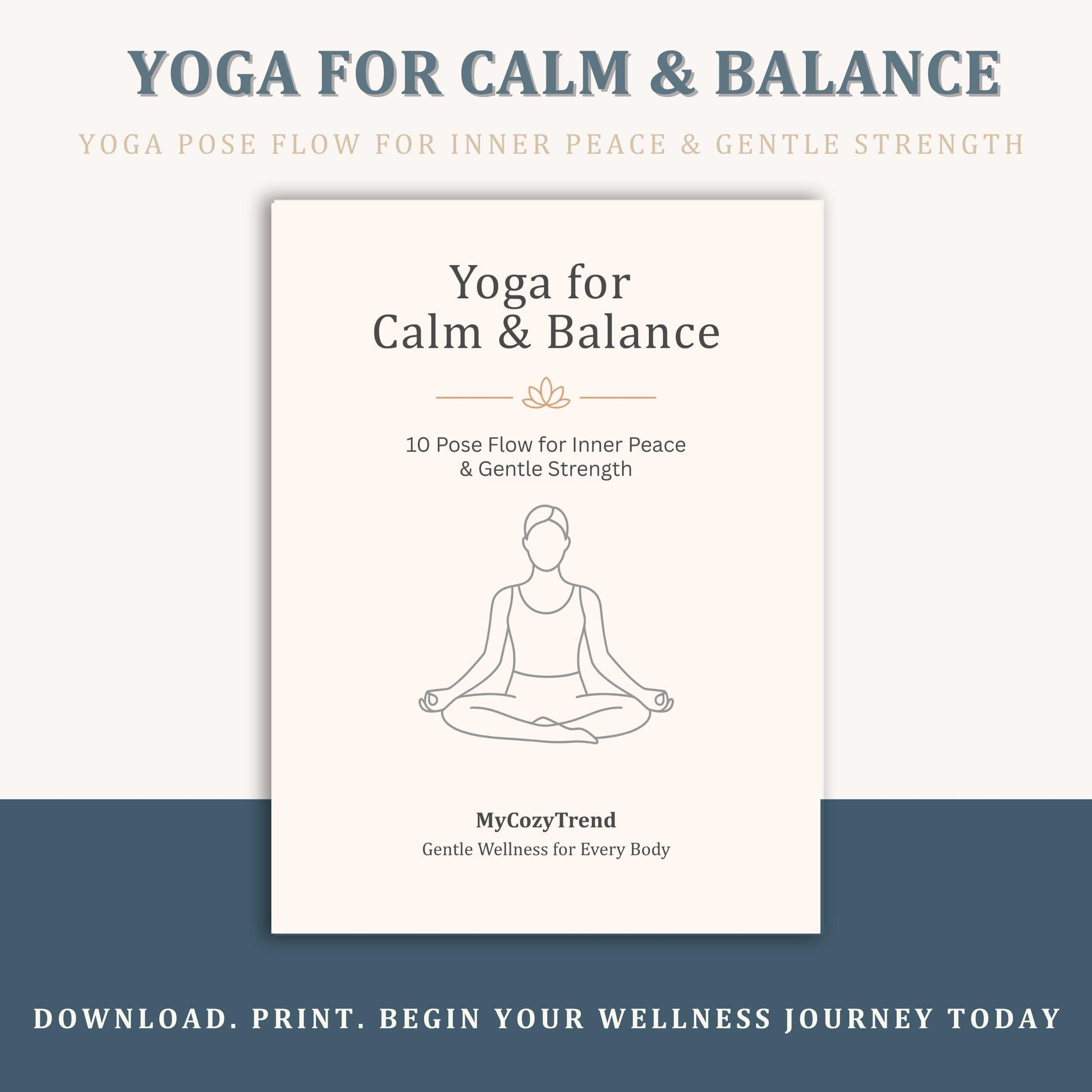 Beginner Yoga Flow PDF – 10 Gentle Poses for Home Practice | printable beginner yoga routine for seniors, gentle stretching PDF