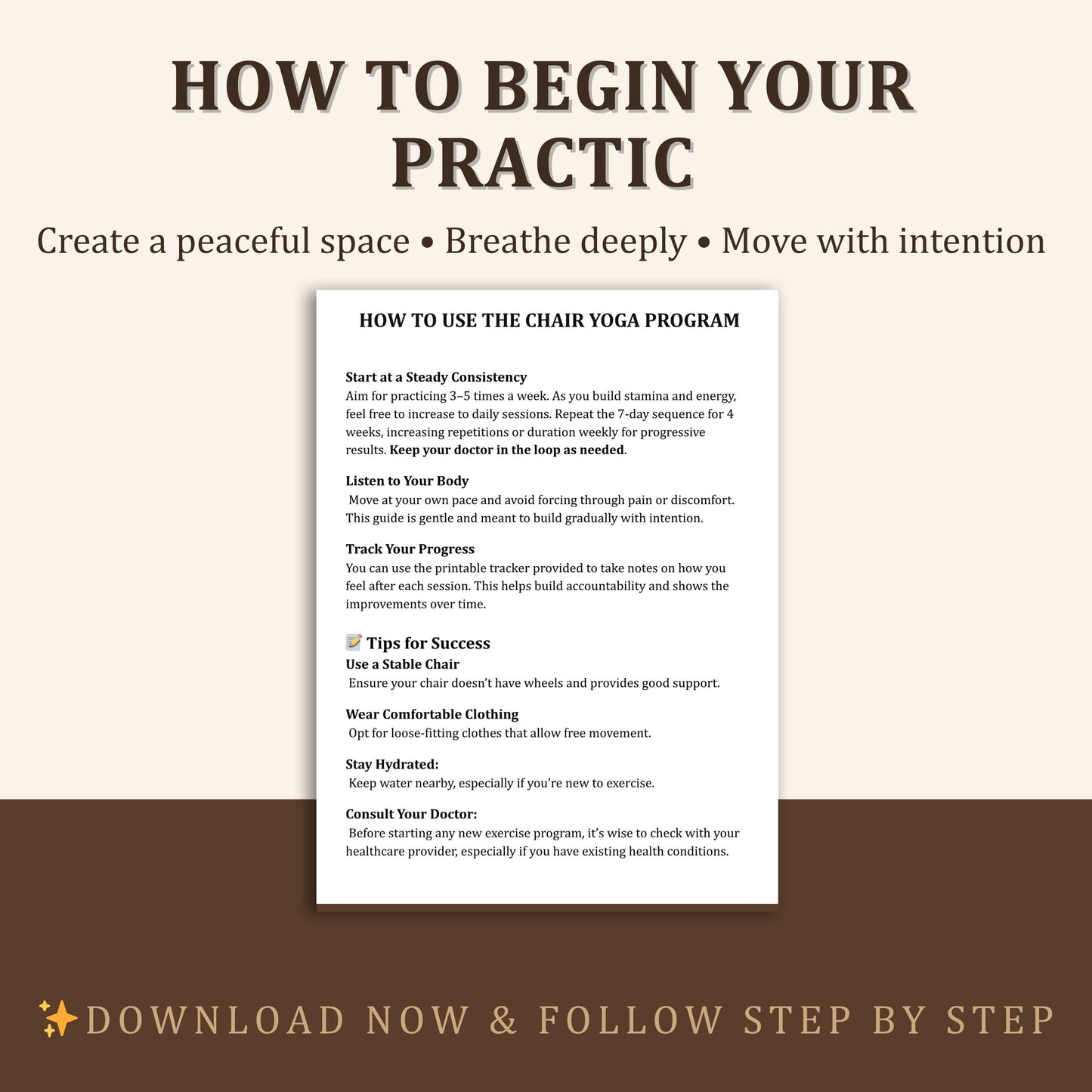 Chair Yoga for Seniors Printable – Mobility & Flexibility Program | gentle seated exercises for elderly wellness and balance PDF