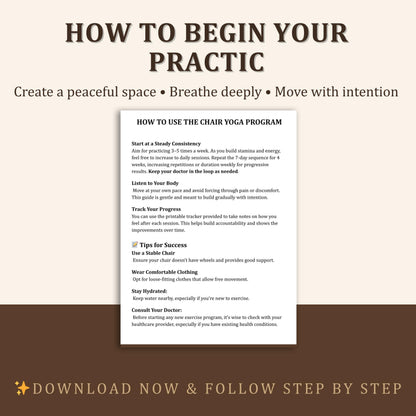 Chair Yoga for Seniors Printable – Mobility & Flexibility Program | gentle seated exercises for elderly wellness and balance PDF