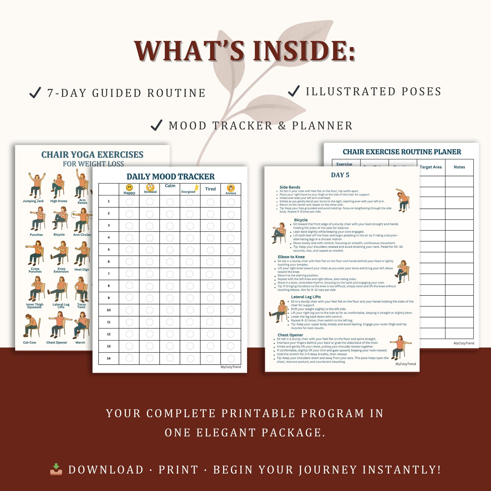 Ultimate Chair Yoga for Seniors – 28-Day Printable Exercise Program | gentle seated mobility routine for seniors PDF download