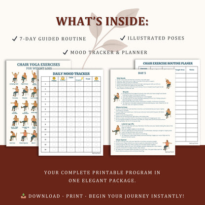 Ultimate Chair Yoga for Seniors – 28-Day Printable Exercise Program | gentle seated mobility routine for seniors PDF download
