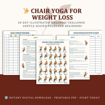 Ultimate Chair Yoga for Seniors – 28-Day Printable Exercise Program | gentle seated mobility routine for seniors PDF download