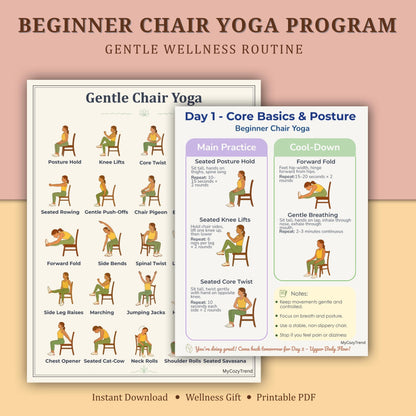 Beginner Chair Yoga Program – Gentle 7-Day Routine | printable seated yoga for seniors and beginners PDF