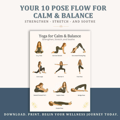 Beginner Yoga Flow PDF – 10 Gentle Poses for Home Practice | printable beginner yoga routine for seniors, gentle stretching PDF
