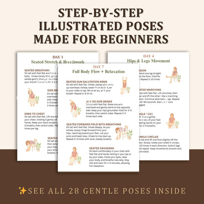 Chair Yoga for Seniors Printable – Mobility & Flexibility Program | gentle seated exercises for elderly wellness and balance PDF