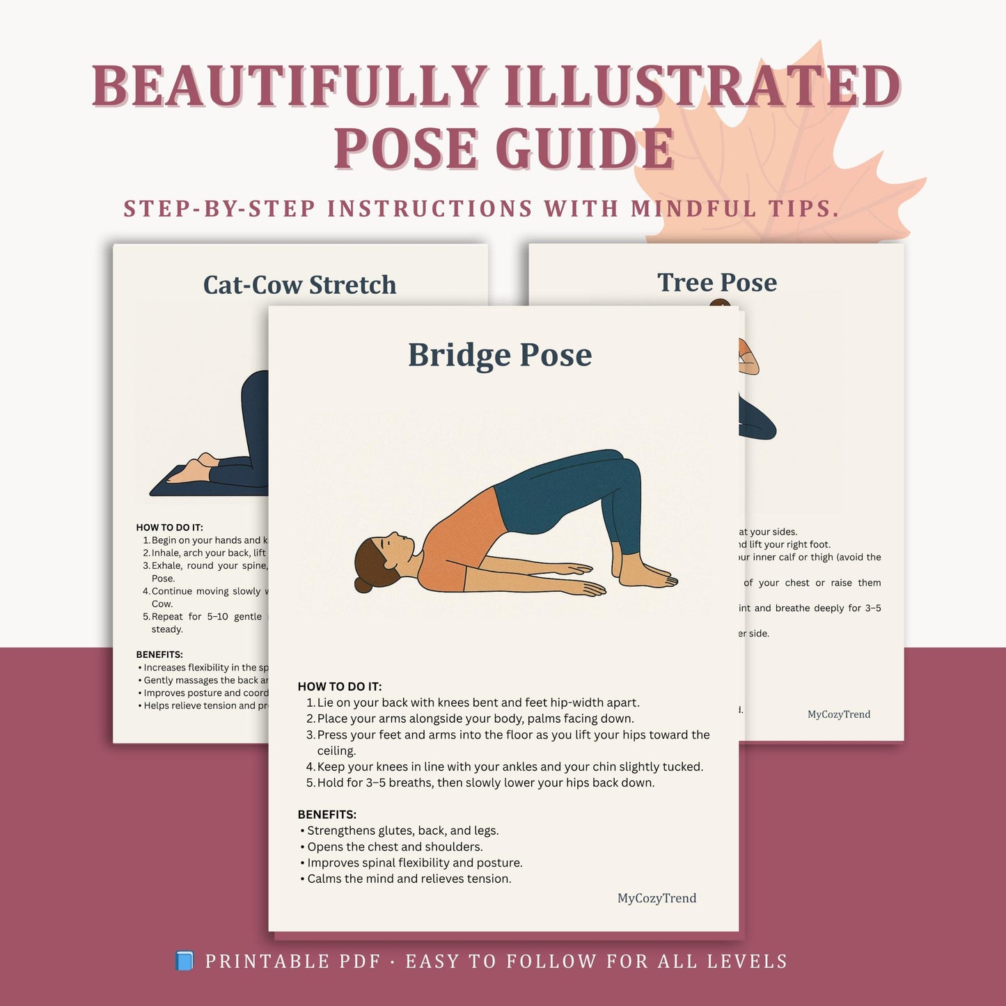 Beginner Wellness Flow – 10 Gentle Poses | printable beginner yoga routine for seniors and beginners, gentle movement PDF