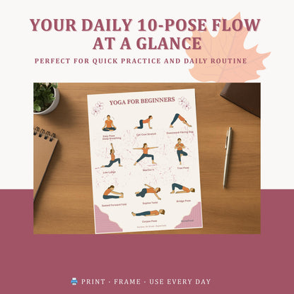 Beginner Wellness Flow – 10 Gentle Poses | printable beginner yoga routine for seniors and beginners, gentle movement PDF
