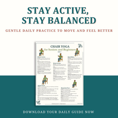 Chair Yoga for Seniors & Beginners – Printable PDF Program | simple seated yoga exercises for elderly mobility and balance PDF