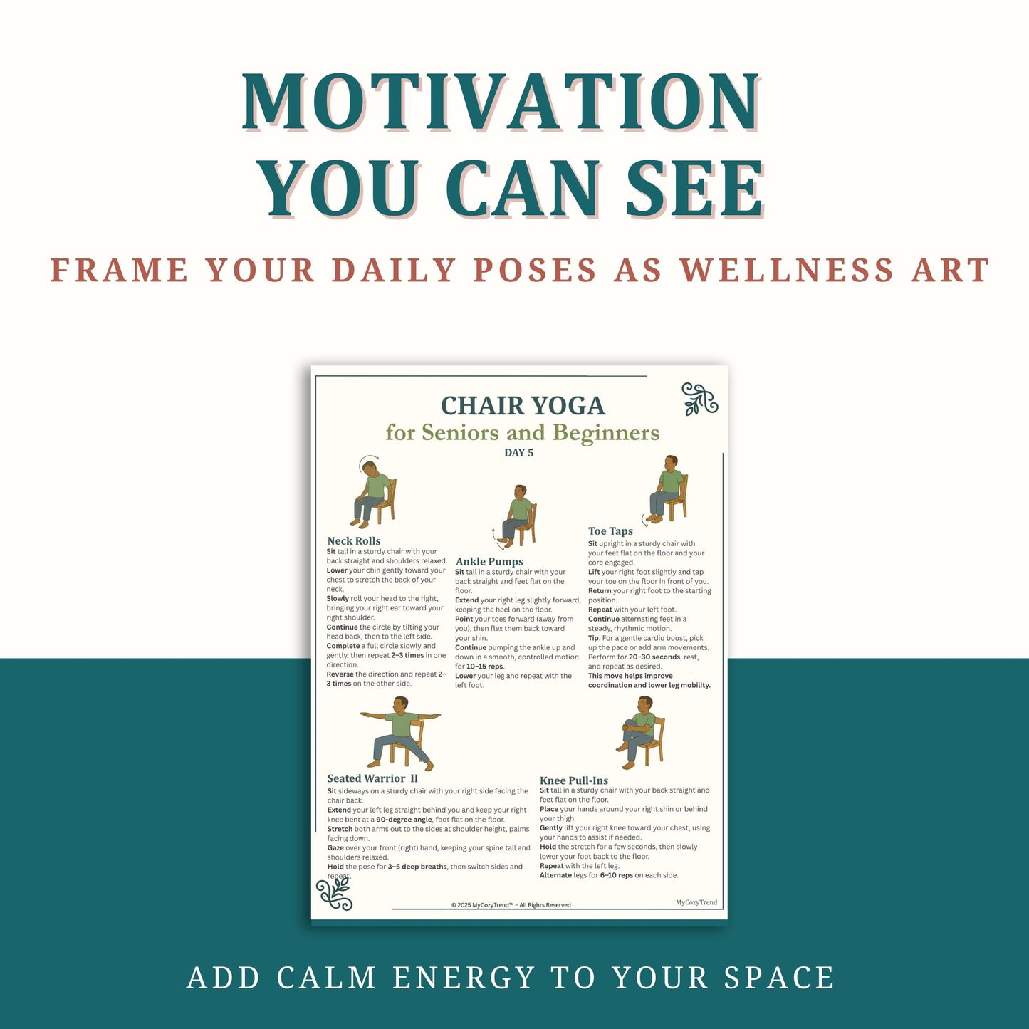 Chair Yoga for Seniors & Beginners – Printable PDF Program | simple seated yoga exercises for elderly mobility and balance PDF