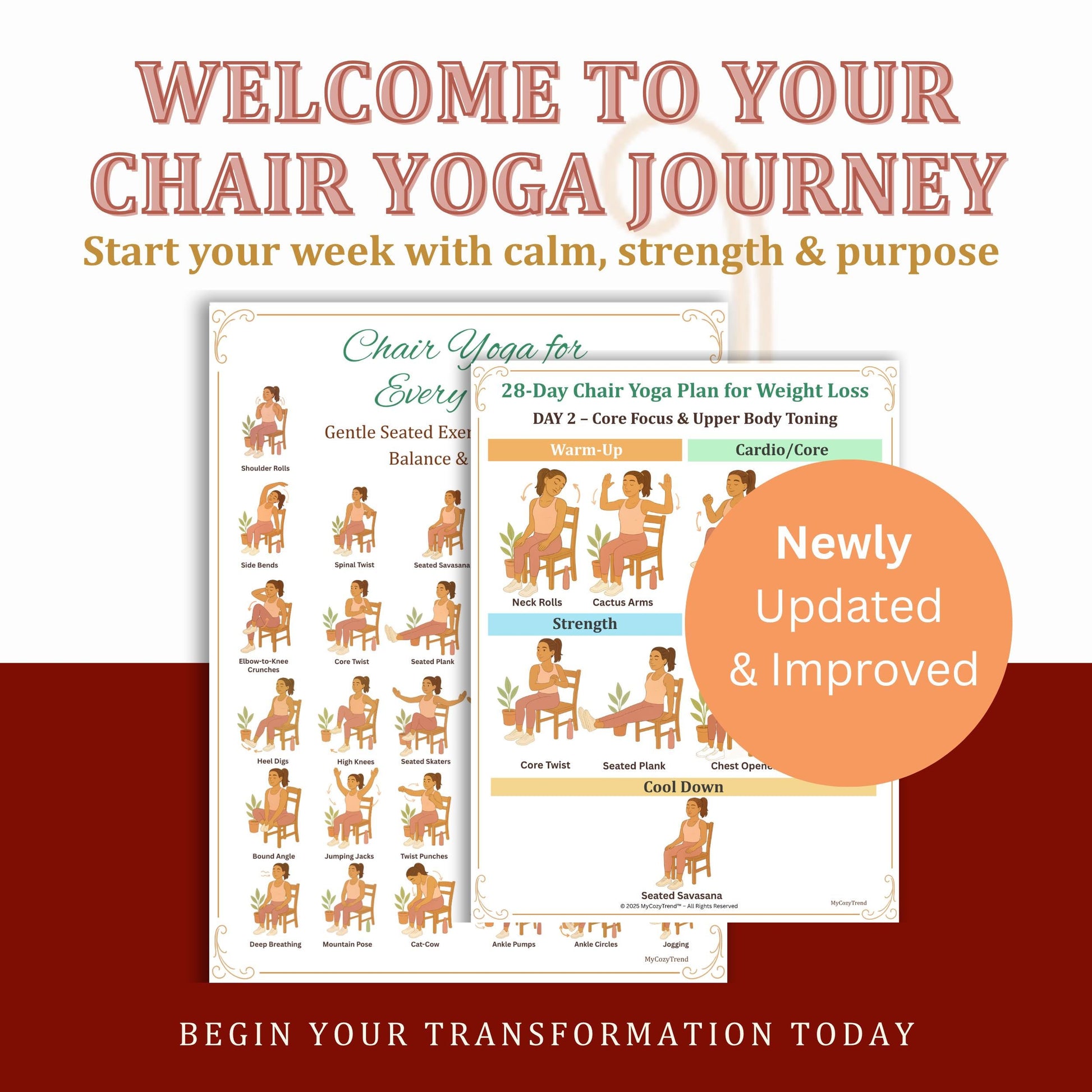 Chair Yoga Plan for Seniors & Beginners – Mobility & Stretch Routine | gentle seated yoga printable for seniors PDF