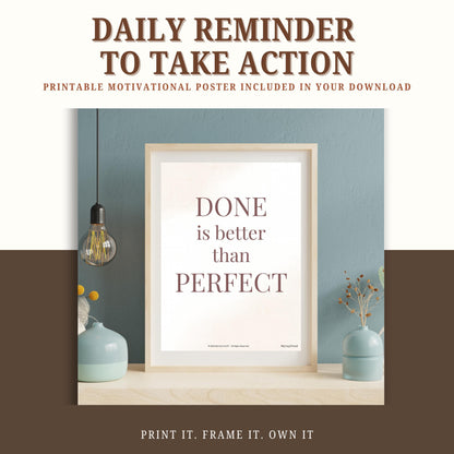 Anti-Procrastination Daily Planner – Weekly Goal Tracker Printable PDF | productivity planner, time audit worksheet, mindset reset printable