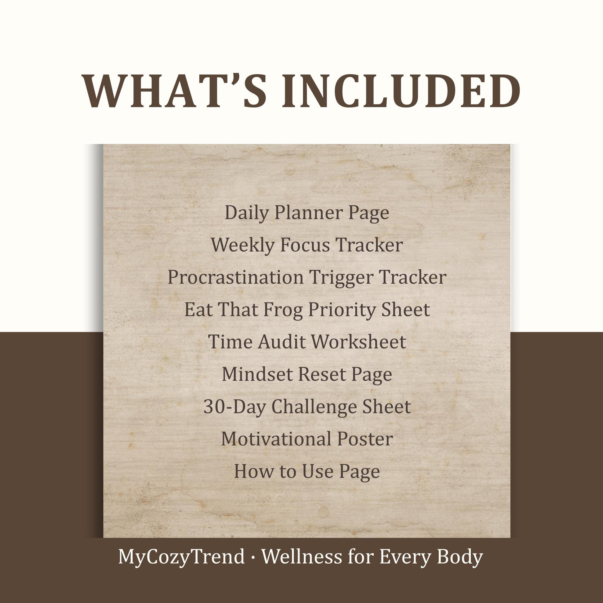 Anti-Procrastination Daily Planner – Weekly Goal Tracker Printable PDF | productivity planner, time audit worksheet, mindset reset printable