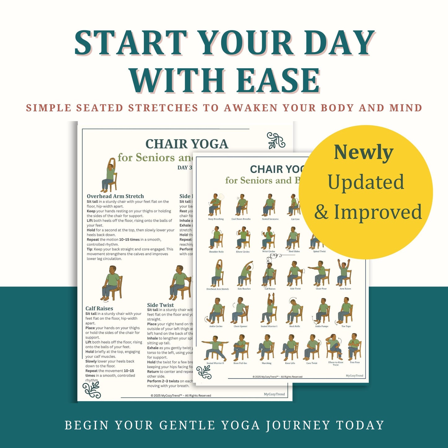 Chair Yoga for Seniors & Beginners – Printable PDF Program | simple seated yoga exercises for elderly mobility and balance PDF