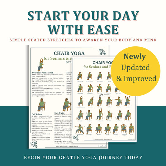 Chair Yoga for Seniors & Beginners – Printable PDF Program | simple seated yoga exercises for elderly mobility and balance PDF