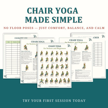Chair Yoga for Seniors & Beginners – Printable PDF Program | simple seated yoga exercises for elderly mobility and balance PDF