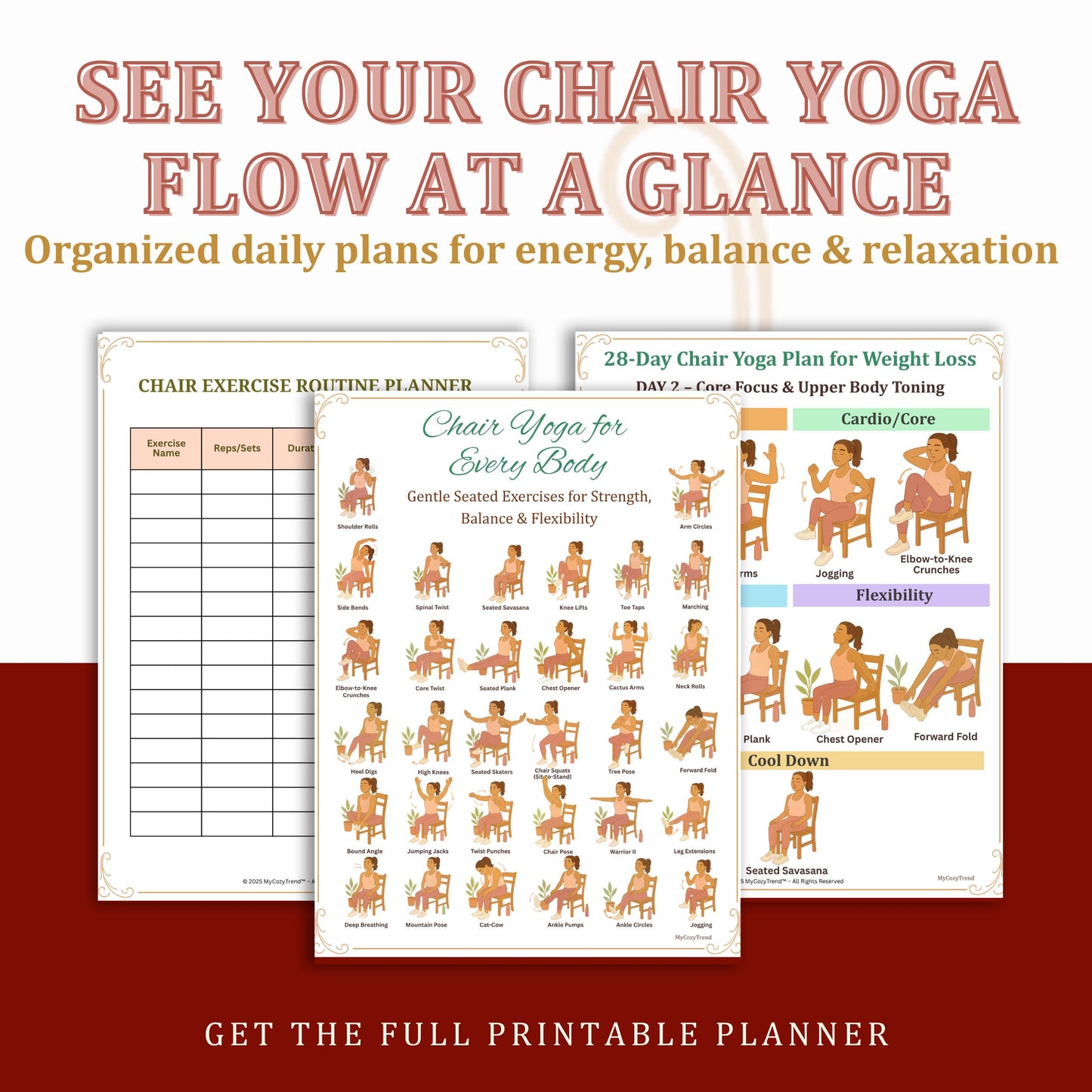 Chair Yoga Plan for Seniors & Beginners – Mobility & Stretch Routine | gentle seated yoga printable for seniors PDF