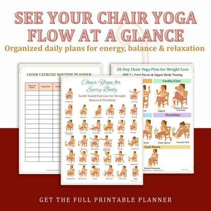 Chair Yoga Plan for Seniors & Beginners – Mobility & Stretch Routine | gentle seated yoga printable for seniors PDF